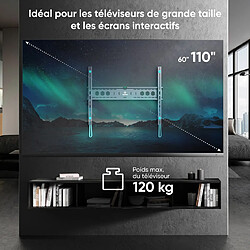 ONKRON Support Mural TV 60 Pouces - 110 Pouces TV & Ecran, Support Mural TV Fixe Poids de 120 kg, Accroche Television Mural VESA 200x200 - VESA 900x600/Fixation Television Murale Universel UF12-B Noir