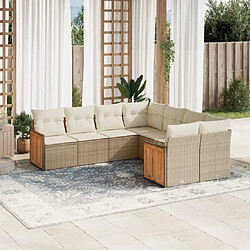 Maison Chic Salon de jardin avec coussins 8 pcs | Ensemble de Table et chaises | Mobilier d'Extérieur beige résine tressée -GKD15260