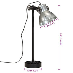 vidaXL Lampe de bureau 25 W argent vintage 15x15x55 cm E27 pas cher