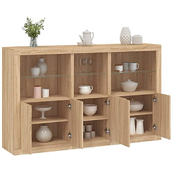 Maison Chic Commode Buffet - Meuble de rangement avec lumières LED chêne sonoma 162x37x100 cm -GKD26111