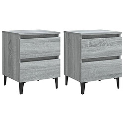 vidaXL Tables de chevet pieds en métal 2 pcs Sonoma gris 40x35x50 cm