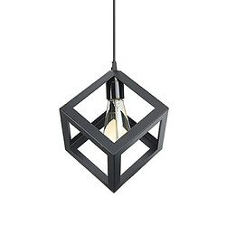 Stoex E27 Suspension Rétro Vintage Cube Carré Lustre abat-jour Luminaire Industriel Noir 