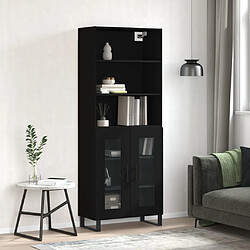 vidaXL Buffet haut Noir 69,5x34x180 cm Bois d'ingénierie