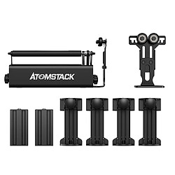 Le jeu de rouleaux ATOMSTACK R3 PRO comprend 4 rehausseurs de hauteur + 2 rouleaux auxiliaires + 1 cadre de support. Aucune installation requise / diamètre de gravure aussi petit que 4 mm / convient à 95 % des machines de gravure laser.