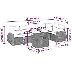 Acheter vidaXL Salon de jardin avec coussins 7 pcs gris résine tressée