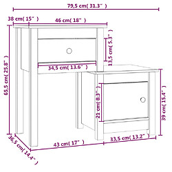 vidaXL Tables de chevet 2 pcs Blanc 79,5x38x65,5 cm Bois de pin massif pas cher