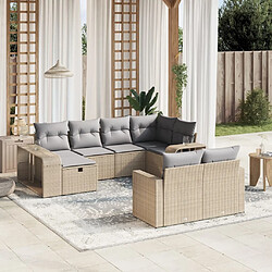 Maison Chic Salon de jardin avec coussins 10 pcs, Ensemble Tables et chaises de jardin, beige résine tressée -GKD946598