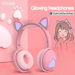 Universal Casque bluetooth lumineux mignon led chat oreille patte fille cadeau enfant casque et écouteurs