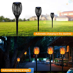 BESTA 4 Pièces Torches de Jardin à Flamme Imperméable IP65 Lampes Solaires à Flamme Solaire avec Flammes Réalistes Lampes Solaires Marche/Arrêt Automatiques pour Utilisation en Extérieur