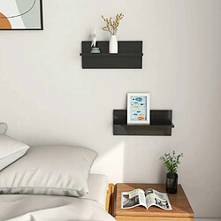 Avis Maison Chic Lot de 2 Étagères murales,Étagère Rangement flottate Noir brillant 40x11,5x18 cm -MN33808