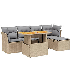 vidaXL Salon de jardin avec coussins 6 pcs beige résine tressée