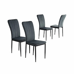 Mes Lot de 4 chaises repas 56,5x42x96,5 cm en velours anthracite - MAGDA 