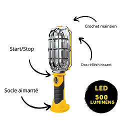 Lampe Handy Bright – VENTEO – Lampe 2 en 1 LED 600 Luminens - Lampe portable sans fil fonctionne sur piles avec base aimanté – Idéal pour la voiture/cave/grenier/garage/chambre