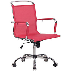 Decoshop26 Chaise de bureau sur roulettes mécanisme à bascule en microfibre rouge et métal chromé 10_0002364