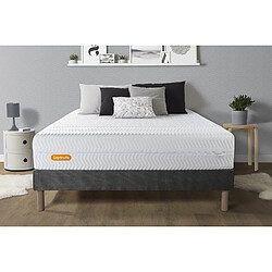 Septnuits Ensemble Memo Bio 160 x 200 cm Matelas + sommier gris 160x200 Memo Bio Mousse à mémoire de forme 5 zones de confort Maxi épaisseur Déhoussable