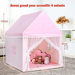 Acheter Decoshop26 Tente de jeu enfant château intérieur cadre en bois couverture en coton rose 20_0001279