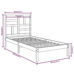 vidaXL Cadre de lit Blanc Bois massif 75x190 cm Petit simple pas cher