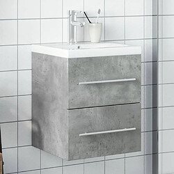 vidaXL Armoire lavabo de salle de bain avec bassin intégré gris béton 