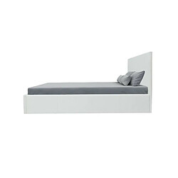 Acheter MARTIN Lit adulte 140 x 190 cm + coffre de rangement - Simili blanc - Sommier inclus