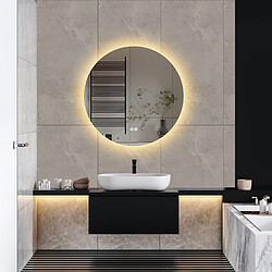 RAVAS Miroir rond salle-de-bain - 60cm - Anti-buée- 3 Mode de Lumières Dimmable 