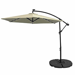 Monstershop Parasol Crème 3m avec LED's Intégrés avec Base Ronde