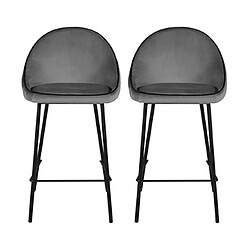 Mes Lot de 2 chaises de bar H75 cm en tissu anthracite - ABAYA