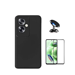 Kit de film en verre trempé de la couverture 5D + couvercle de silicone liquide + SuppOrt Magnétique Phonecare pour Oppo A79 5G - le noir