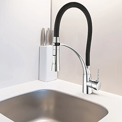 K20 Robinet de Cuisine Mitigeur K2O Splash 25x8x43 cm Chrome avec Flexible, Bec 360° Amovible, 2 Fonctions Eau et Aérateur