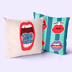 Happy Friday Housse de coussin HappyFriday Aware Lips Multicouleur 50 x 50 cm 2 Pièces