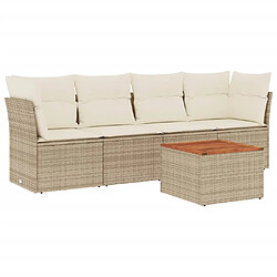 vidaXL Salon de jardin avec coussins 5 pcs beige résine tressée