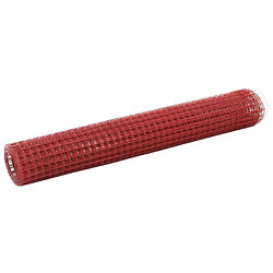 vidaXL Grillage Acier avec revêtement en PVC 25x1 m Rouge