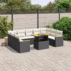 Maison Chic Salon de jardin 11 pcs avec coussins, Ensemble Tables et chaises d'extérieur noir résine tressée -GKD349307