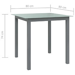 Acheter vidaXL Table de jardin Gris clair 80x80x74 cm Aluminium et verre