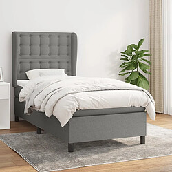 vidaXL Sommier à lattes de lit avec matelas Gris foncé 100x200cm Tissu