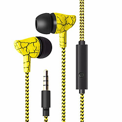 Filaire Crack Sport Casque Super Bass 3.5Mm Écouteur Écouteur Avec Microphone Mains Libres Casque Jaune 