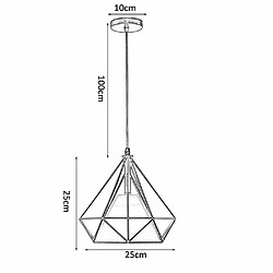 Acheter Stoex Suspension luminaire Lustre Abat-jour Industrielle forme Diamant, Lampe de Plafond en Métal Fer E27 40W, Noir Café