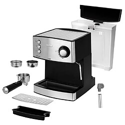 Machine à Espresso Manuelle 20 Bars,1,7 L, Buse Vapeur à Lait, Chauffe -Tasses, 850, Noir/Argent, MPM, MKW-06M