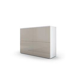 Mpc Commode Moderne Blanche Et Grise Sablée Façades Laquées Et Corps Mat 72 X 92 X 35 Cm