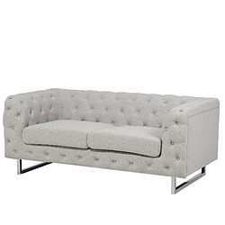 Beliani Canapé Chesterfield 2 places en tissu beige VISSLAND pas cher