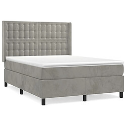 Maison Chic Lit Adulte - Lit simple Lit à sommier tapissier et matelas moelleux - Meuble de Chambre - Gris clair 140x190cm Velours -MN67332