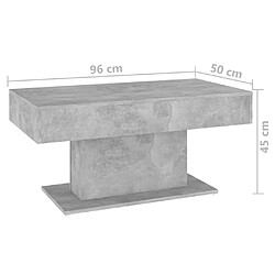 vidaXL Table basse gris béton 96x50x45 cm bois d'ingénierie pas cher