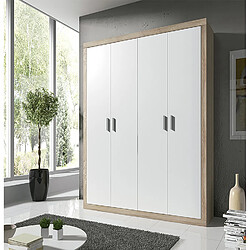 Avis Pegane Armoire, meuble de rangement coloris chêne cambrian, blanc - Longueur 196 x Profondeur 50,2 x Hauteur 208 cm