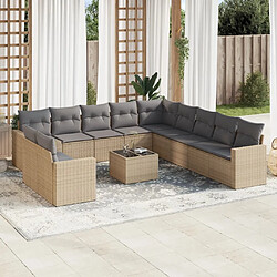 Maison Chic Salon de jardin avec coussins 12 pcs | Ensemble de Table et chaises | Mobilier d'Extérieur beige résine tressée -GKD25127