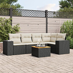 vidaXL Salon de jardin 6 pcs avec coussins noir résine tressée