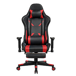 Decoshop26 Chaise gaming fauteuil de bureau hauteur ajustable et dossier inclinable repose pieds inclus rouge 20_0000395