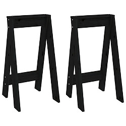 vidaXL Tabourets lot de 2 noir 40x40x75 cm bois massif de pin