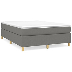 vidaXL Sommier à lattes de lit avec matelas Gris foncé 140x200cm Tissu