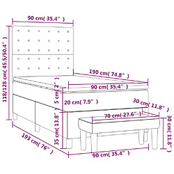 Maison Chic Lit adulte- Lit + matelas,Sommier à lattes de lit et matelas Gris foncé 90x190 cm Velours -GKD75704 pas cher