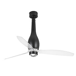 Faro Barcelona Ventilateur de plafond noir mat et transparent avec moteur à courant continu intelligent - Télécommande incluse