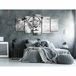 Paris Prix Tableau 5 Panneaux The King of Beasts Wide Black & White 100 x 200 cm